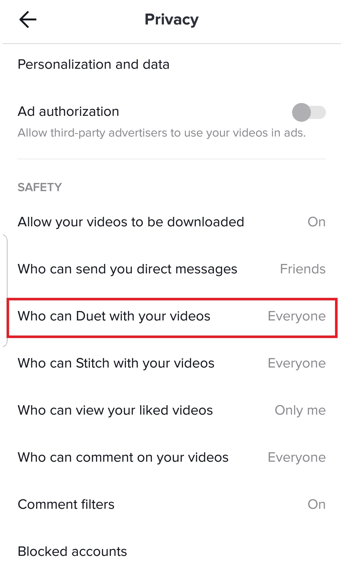 How to disable /Enable Duet on Tiktok 