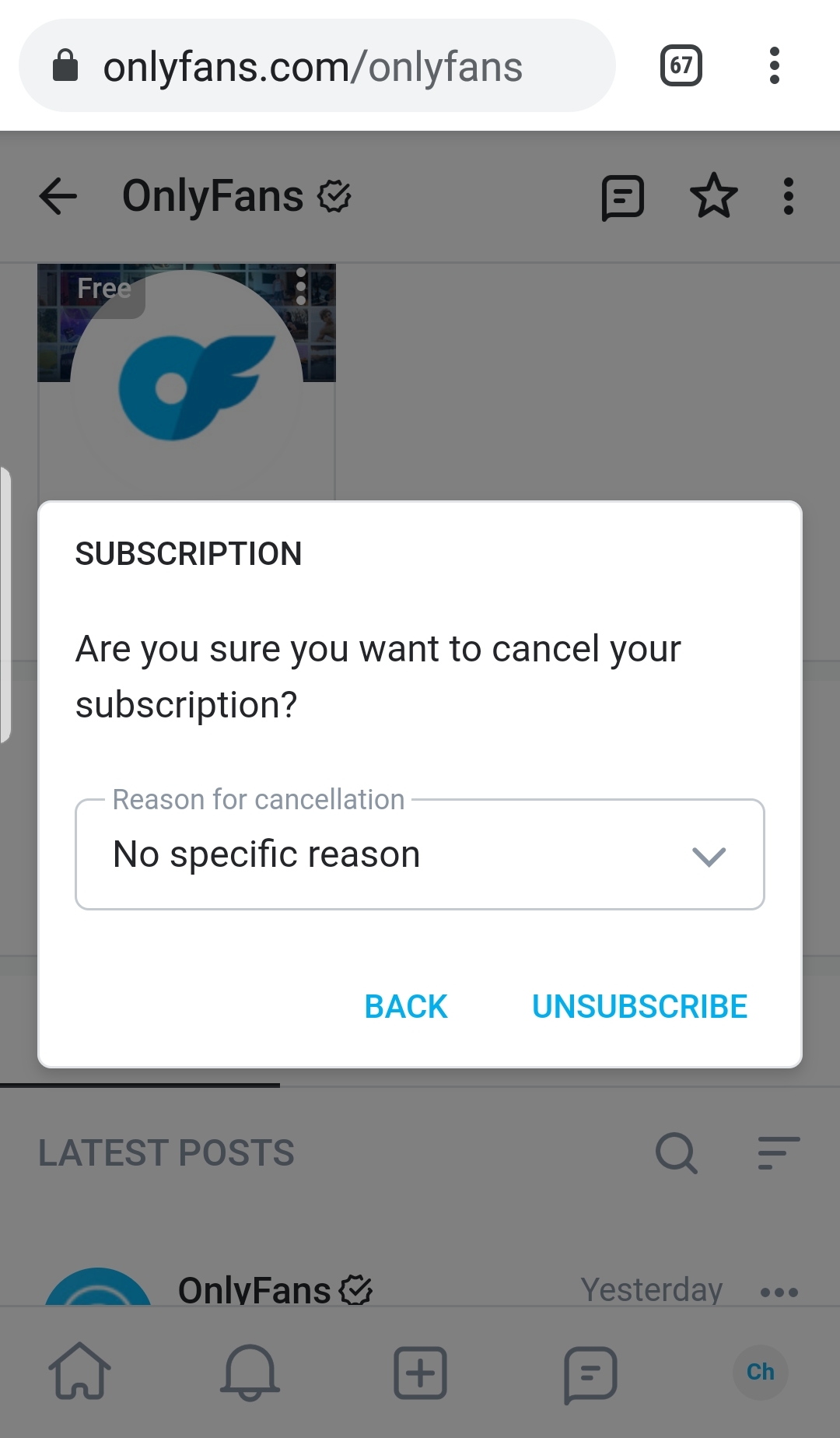 How do you unsubscribe from onlyfans